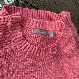 Liz Claiborne Bubble Gum Pink Button-Accent Knit Sweater Size Medium
